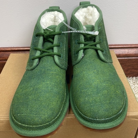 NWOT Men UGG SZ 10 Neumel Chukka Boots Tencel Natural Green Shearling Faux Fur - Picture 4 of 11